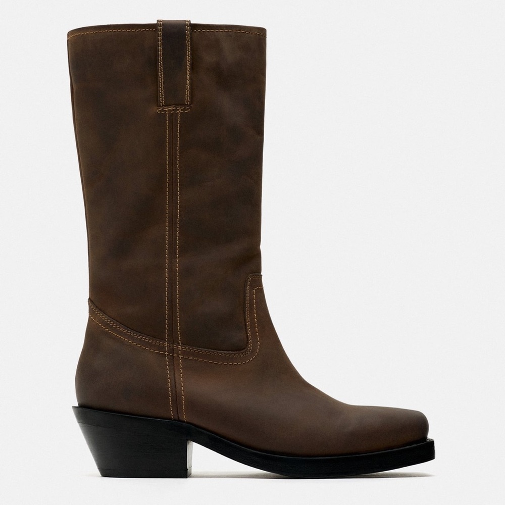 ZARA Leather Biker Boot